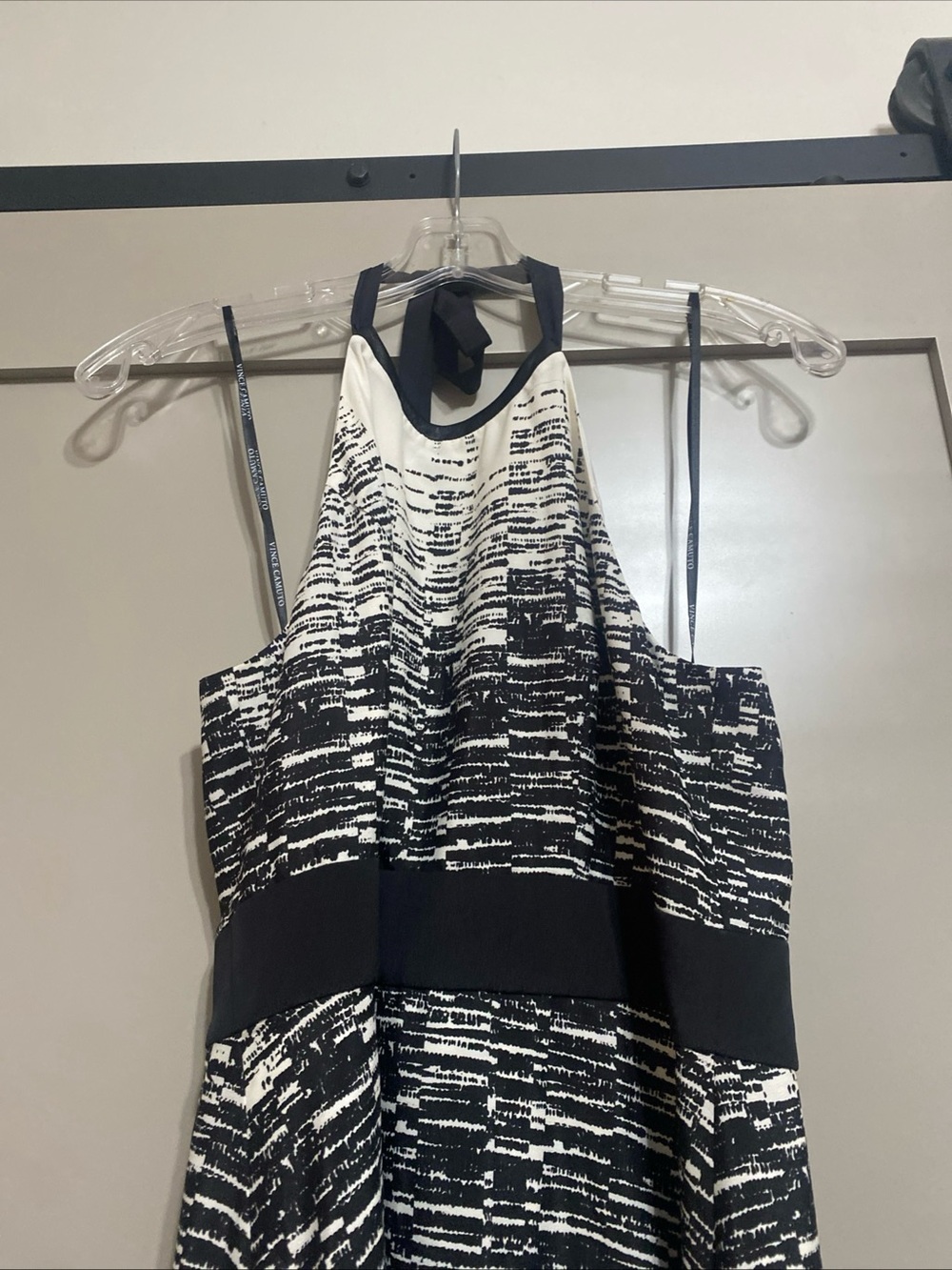 Vince Camuto Black & White Halter Ombre Maxi Gown - Picture 3 of 7
